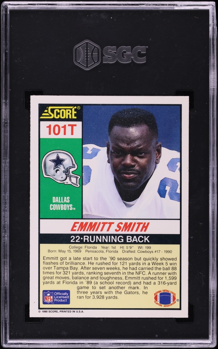 1990 Score Supplemental Emmitt Smith ROOKIE #101T SGC 9.5 MINT+