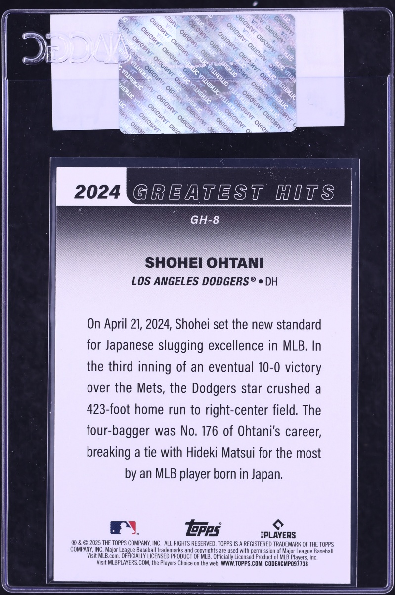 2025 Topps Holiday Original Buybacks '25 Greatest Hits Shohei Ohtani 1/1 #GH-8 CGC AUTH
