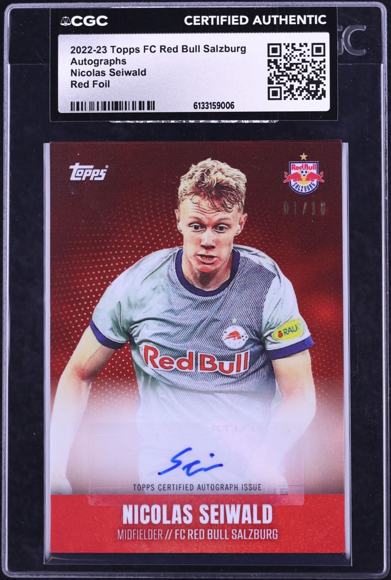 2022 Topps FC Red Bull Salzburg Red Foil Nicolas Seiwald AUTO 1/10 CGC AUTH
