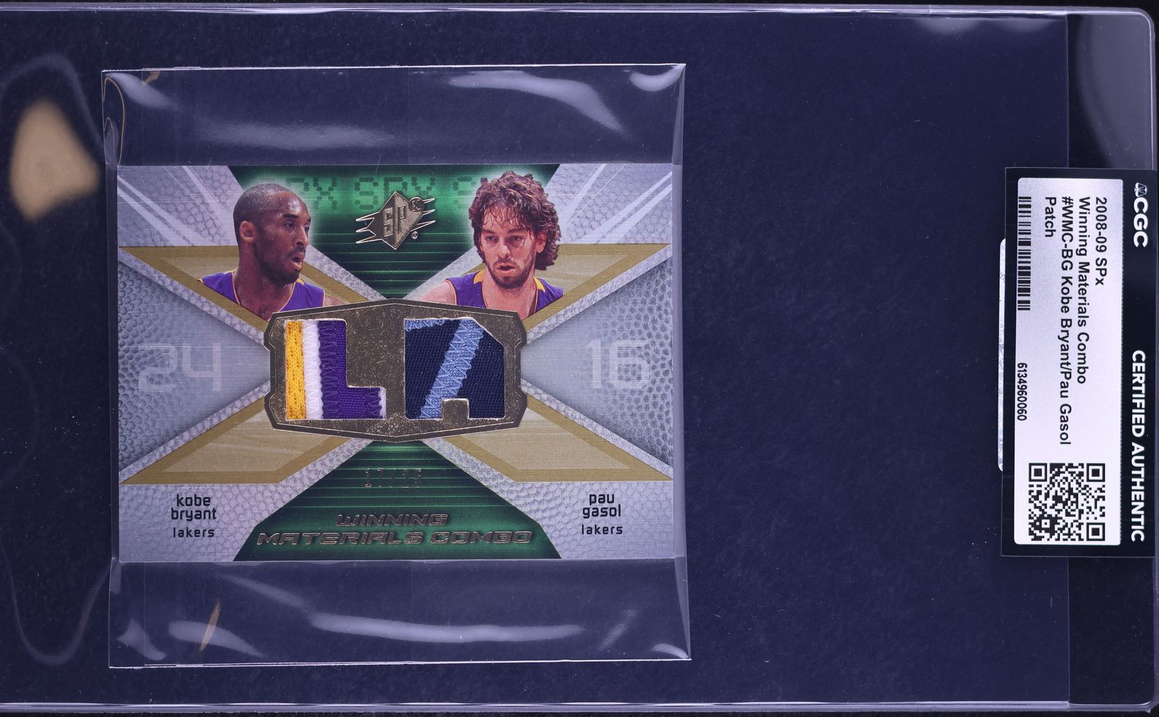 2008 SPx Winning Materials Combo Kobe Bryant Pau Gasol PATCH /25 #WMC-BG CGC AUTH