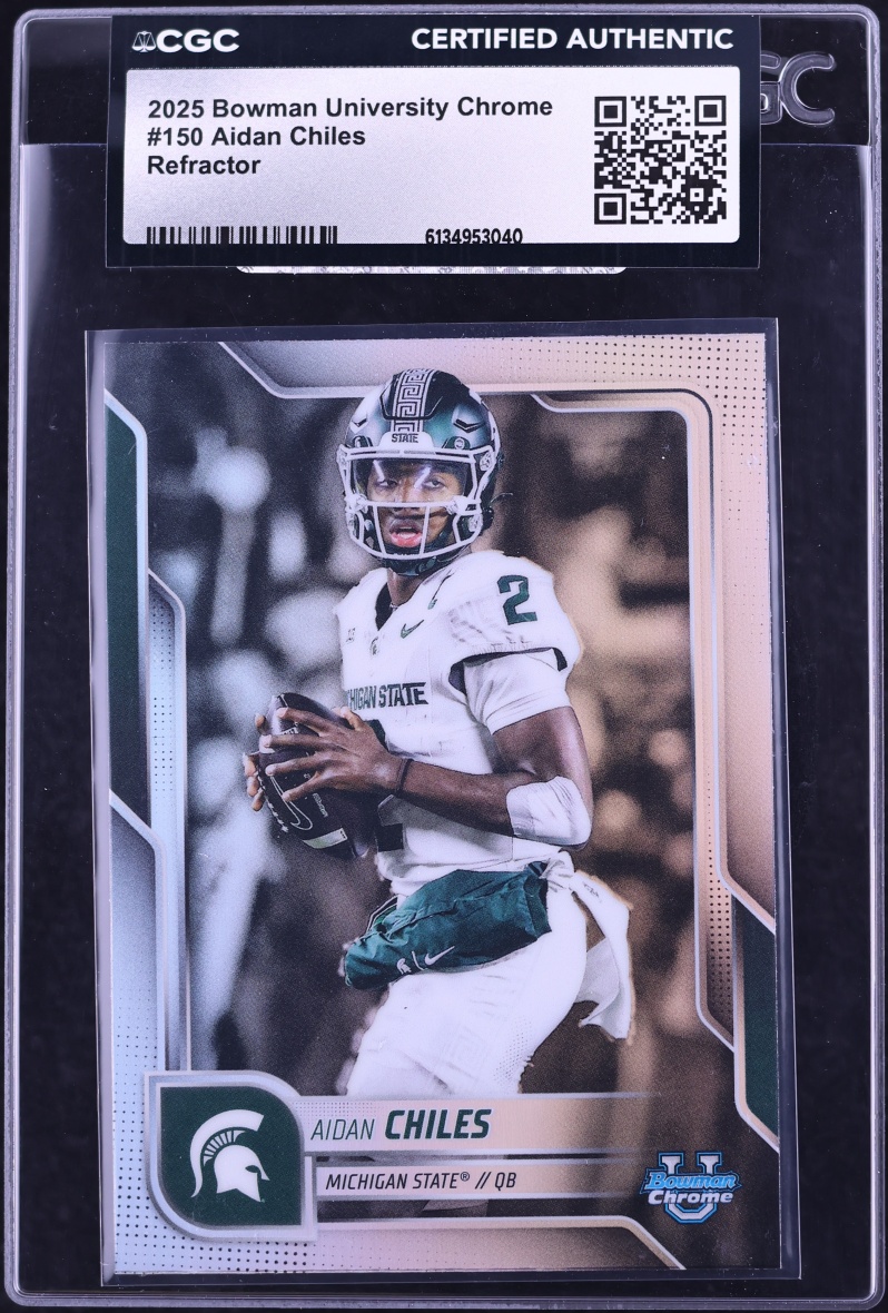 2025 Bowman University Chrome Refractor Aidan Chiles ROOKIE #150 CGC AUTH