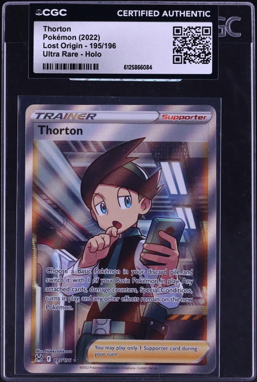 2022 Pokemon Sword & Shield Lost Origin Full Art Thorton #195 CGC AUTH