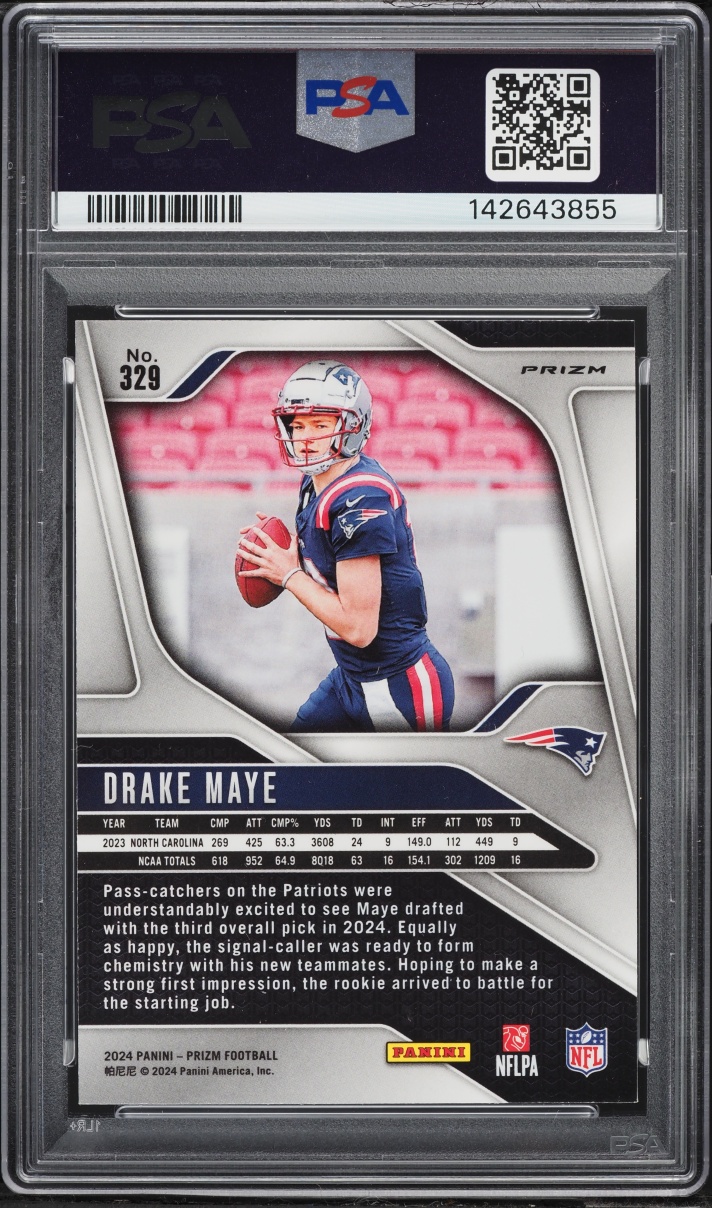 2024 Panini Prizm Silver Drake Maye ROOKIE #329 PSA 9 MINT