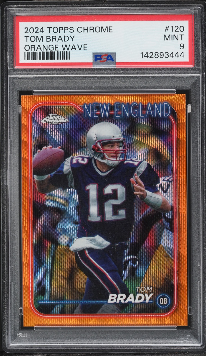 2024 Topps Chrome Orange Wave Tom Brady /25 #120 PSA 9 MINT