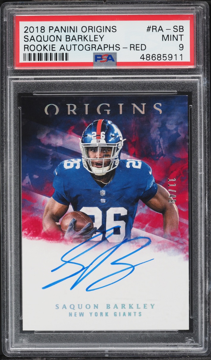 2018 Panini Origins Red Saquon Barkley ROOKIE AUTO /49 #RA-SB PSA 9 MINT