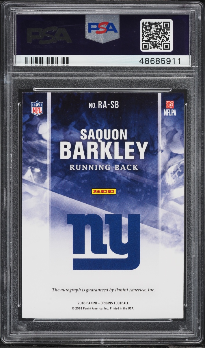 2018 Panini Origins Red Saquon Barkley ROOKIE AUTO /49 #RA-SB PSA 9 MINT