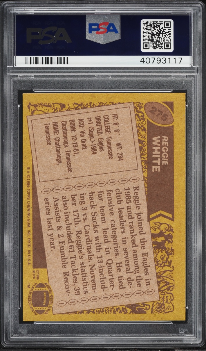 1986 Topps Football Reggie White ROOKIE #275 PSA 7 NRMT