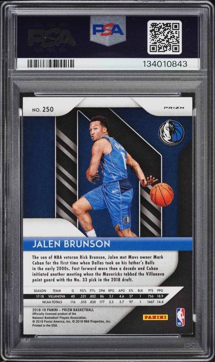 2018 Panini Prizm Pink Ice Jalen Brunson ROOKIE #250 PSA 9 MINT