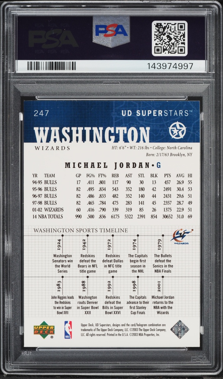 2002 Upper Deck Superstars Michael Jordan #247 PSA 9 MINT
