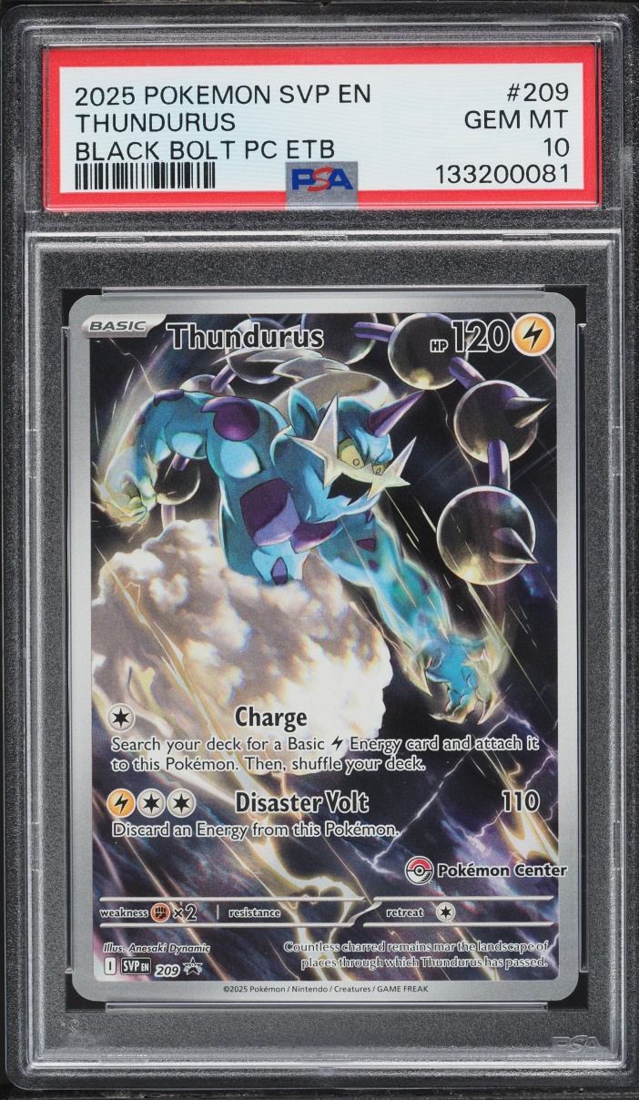 2025 Pokemon Scarlet & Violet Promo Black Bolt Center ETB Alt Art Thundurus #209 PSA 10 GEM