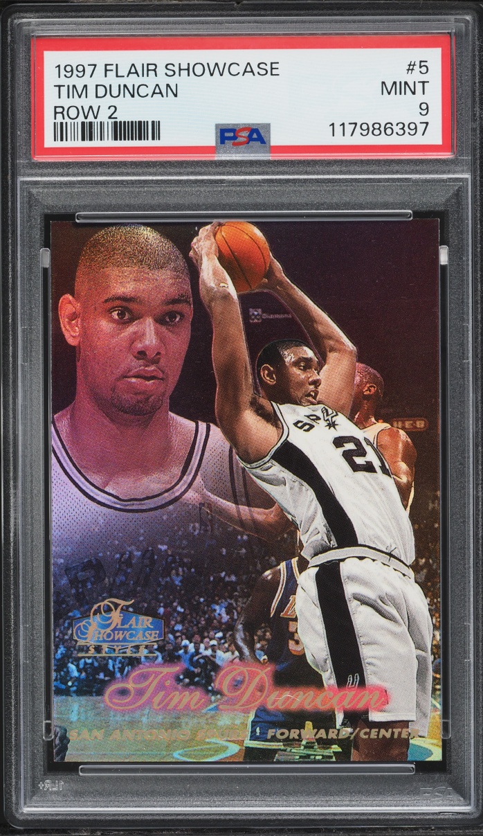 1997 Flair Showcase Row 2 Tim Duncan ROOKIE #5 PSA 9 MINT