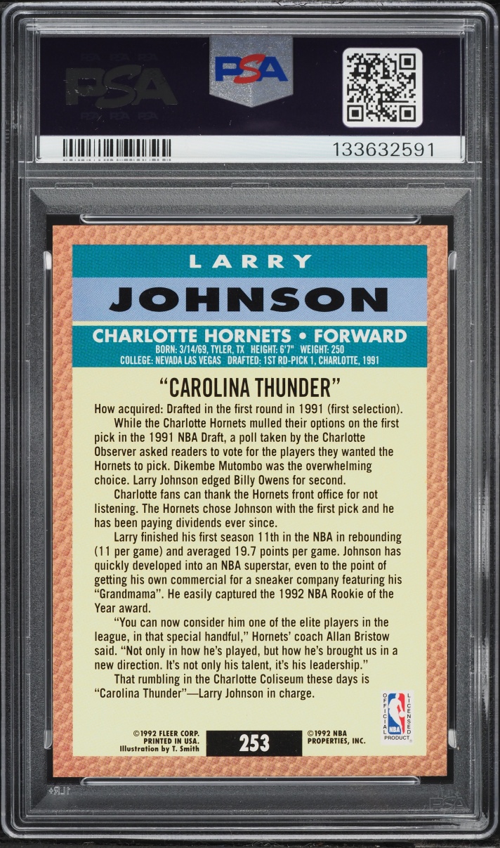 1992 Fleer Larry Johnson #253 PSA 9 MINT