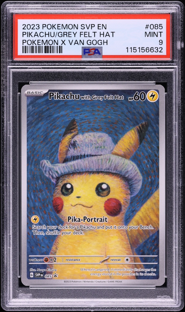 2023 Pokemon Scarlet & Violet Promo Van Gogh Alt Art Pikachu With Grey Felt Hat #85 PSA 9 MINT