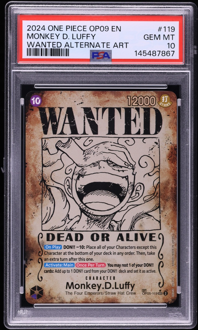 2024 One Piece Emperors Of The New World Wanted SEC SP Monkey D. Luffy #OP09-119 PSA 10 GEM