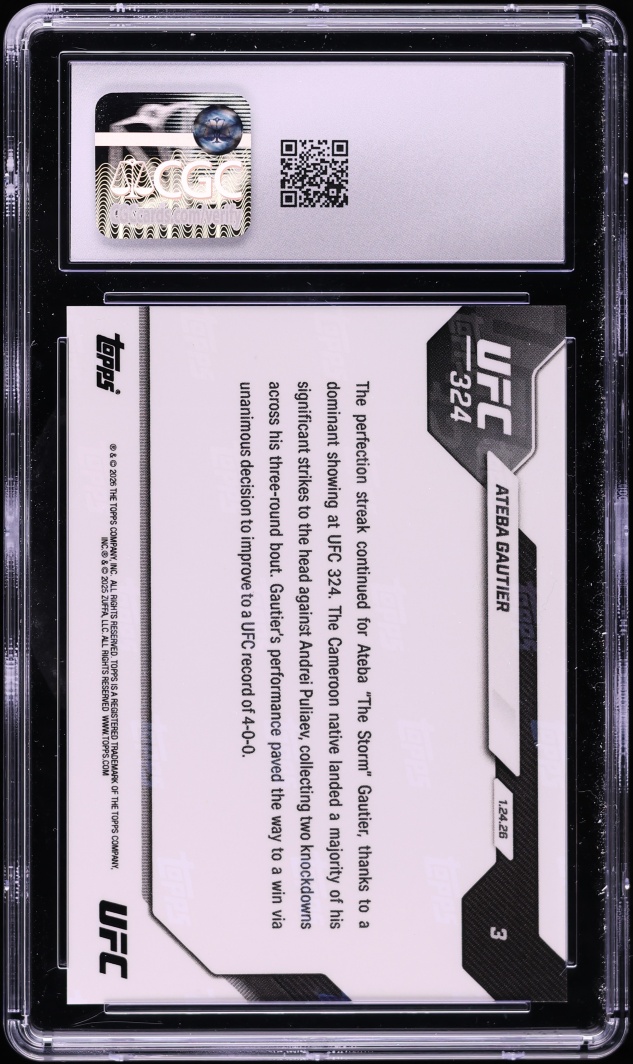 2026 Topps Now UFC Orange Foil Ateba Gautier ROOKIE /25 #3 CGC 9.5 MINT+