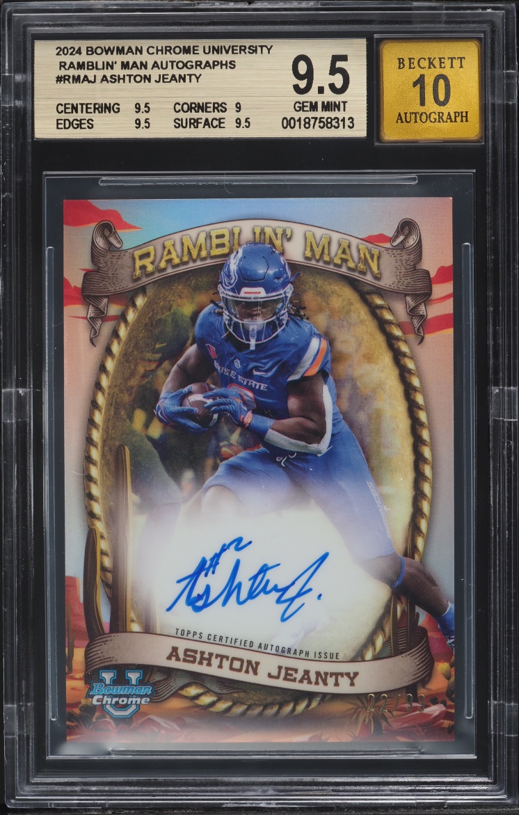 2024 Bowman Chrome University Ramblin' Man Ashton Jeanty ROOKIE AUTO /99 #RMAJ BGS 9.5 GEM MINT