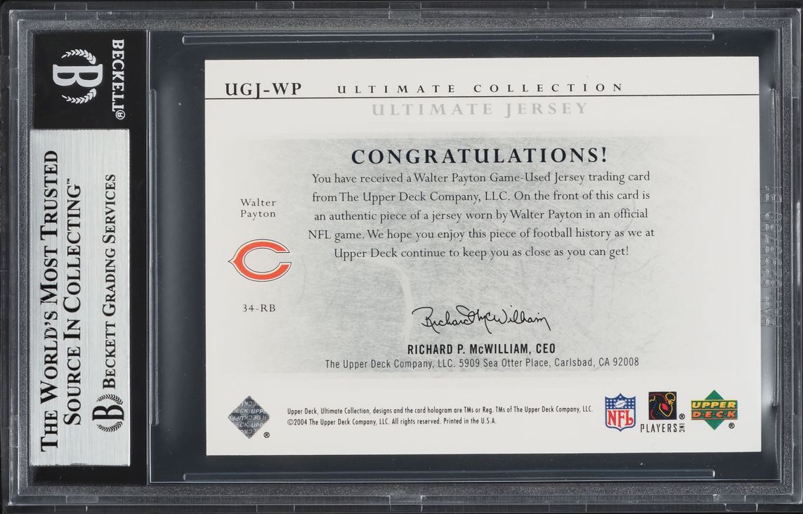 2004 Ultimate Collection Game Jerseys Walter Payton PATCH /175 #UGJ-WP BGS 9 MINT