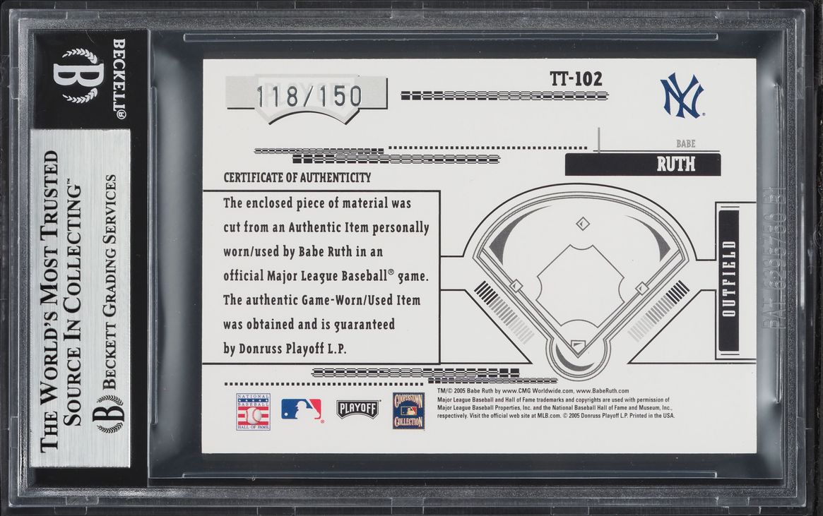 2005 Absolute Memorabilia Tools Of The Trade Babe Ruth BAT PATCH /150 # ...