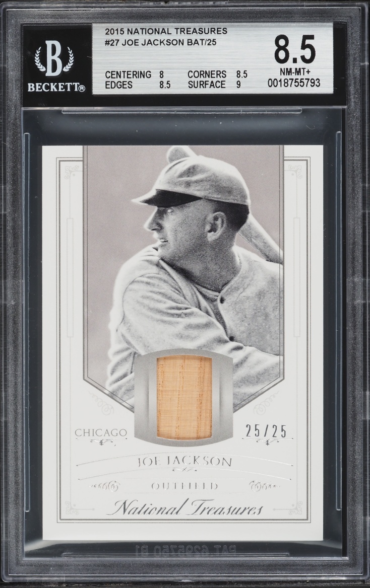 2015 National Treasures Joe Jackson BAT PATCH 25/25 #27 BGS 8.5 NM-MT+