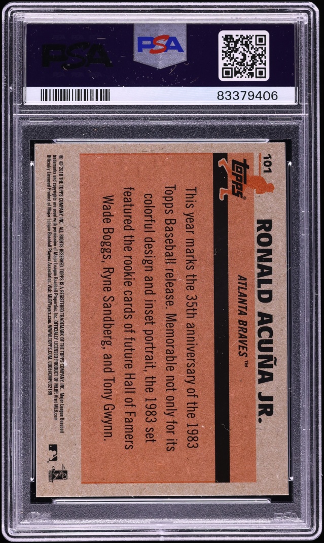 2018 Topps Silver Pack '83 Chrome Promo Ronald Acuna Jr. ROOKIE #101 PSA 9 MINT