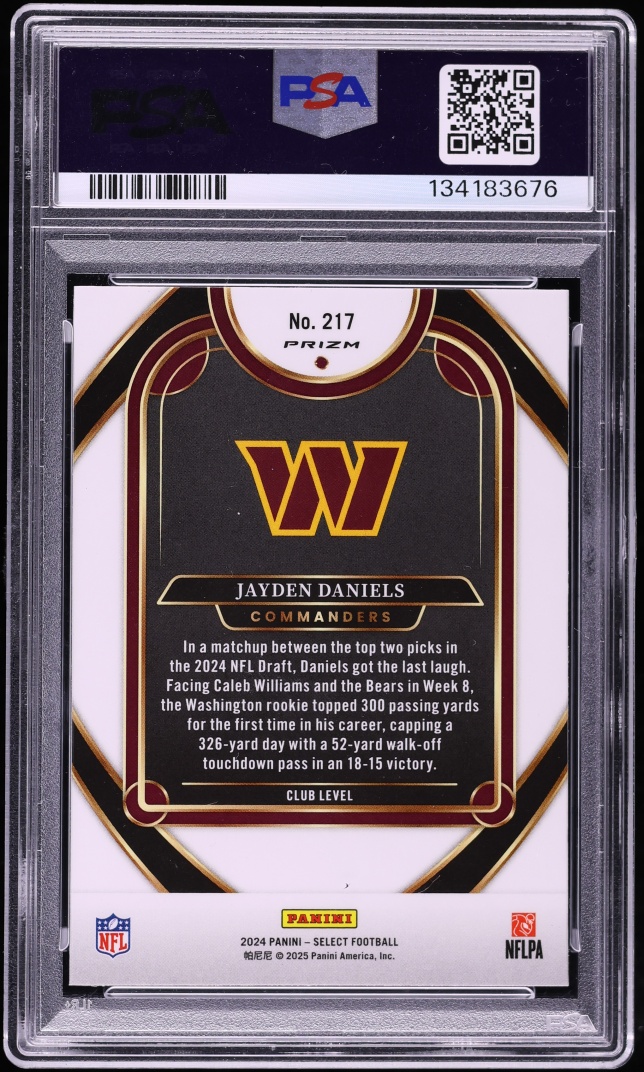 2024 Select Club Level Black & Orange Shock Jayden Daniels ROOKIE #217 PSA 10 GEM MINT