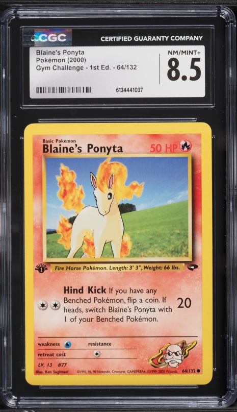 2000 Pokemon Gym Challenge 1st Edition Blaine's Ponyta #64 CGC 8.5 NM-MT+