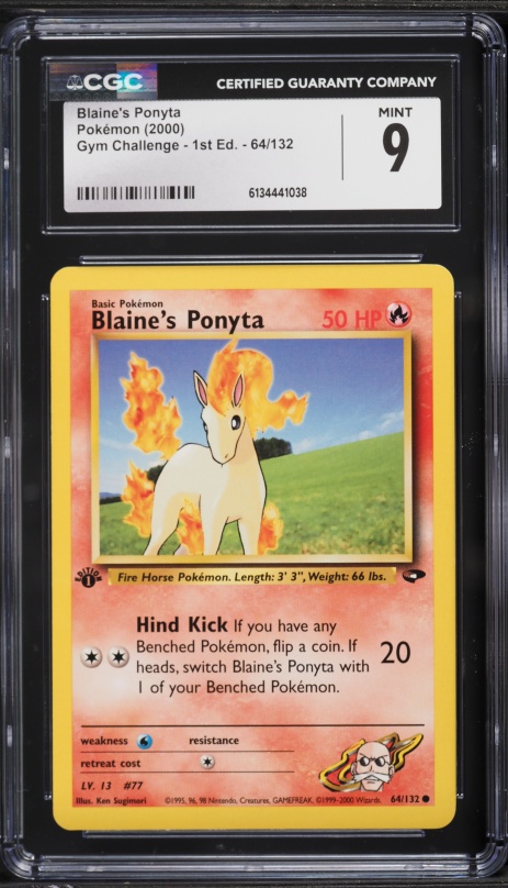 2000 Pokemon Gym Challenge 1st Edition Blaine's Ponyta #64 CGC 9 MINT