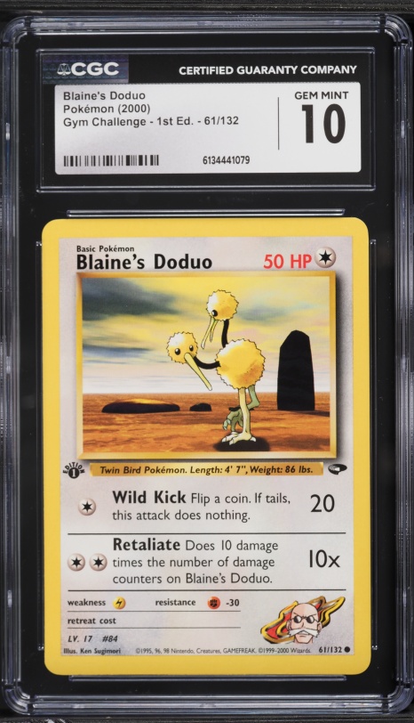 2000 Pokemon Gym Challenge 1st Edition Blaine's Doduo #61 CGC 10 GEM MINT