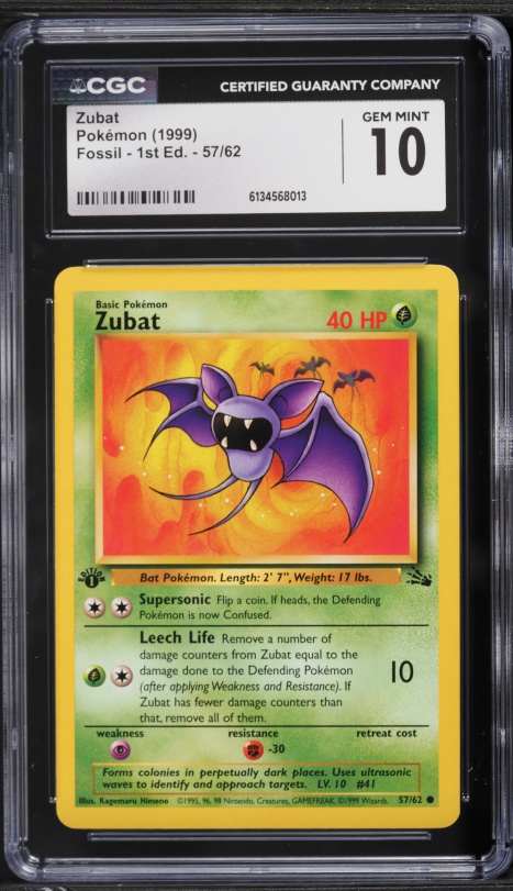 Pokemon Single Card FOSSIL (1ST Edition) - 57/62 : Zubat