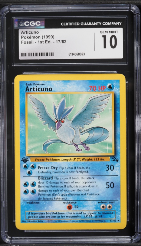 1999 Pokemon Fossil 1st Edition Articuno #17 CGC 10 GEM MINT