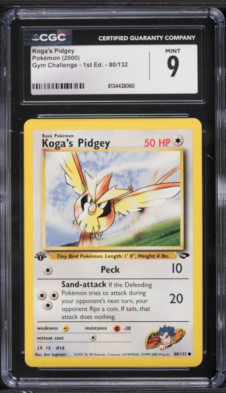 2000 Pokemon Gym Challenge 1st Edition Koga's Pidgey #80 CGC 9 MINT