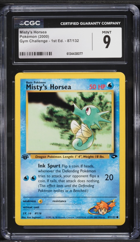 2000 Pokemon Gym Challenge 1st Edition Misty's Horsea #87 CGC 9 MINT