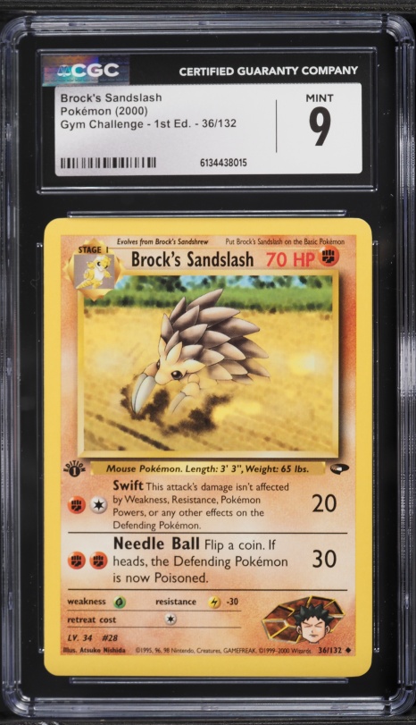 2000 Pokemon Gym Challenge 1st Edition Brock's Sandslash #36 CGC 9 MINT