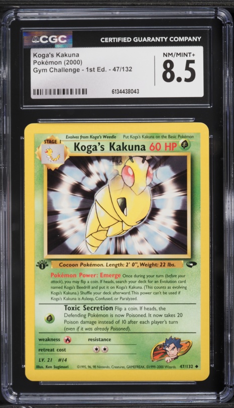 2000 Pokemon Gym Challenge 1st Edition Koga's Kakuna #47 CGC 8.5 NM-MT+