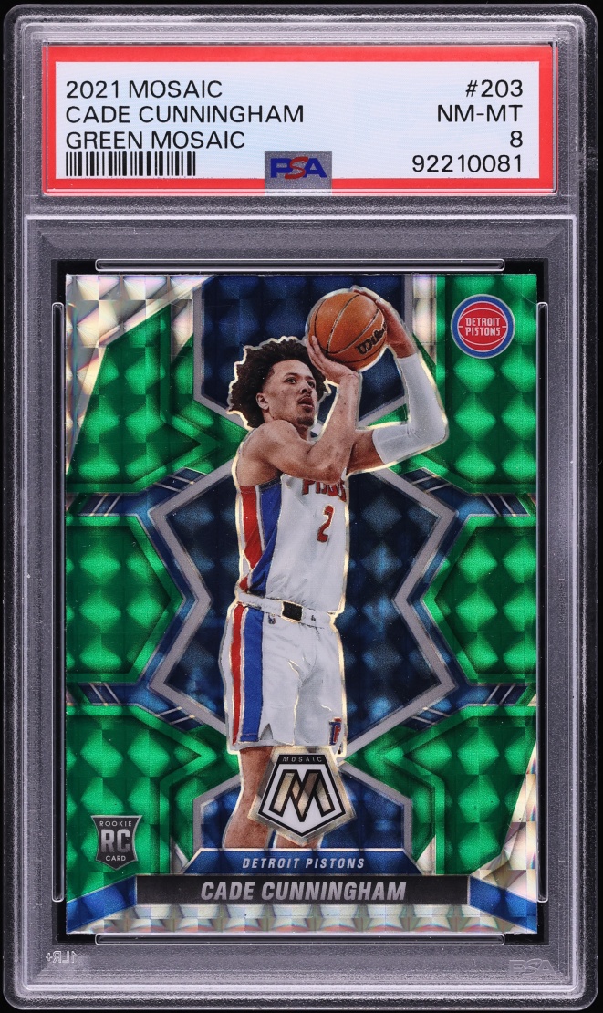 2021 Panini Mosaic Green Cade Cunningham ROOKIE #203 PSA 8 NM-MT