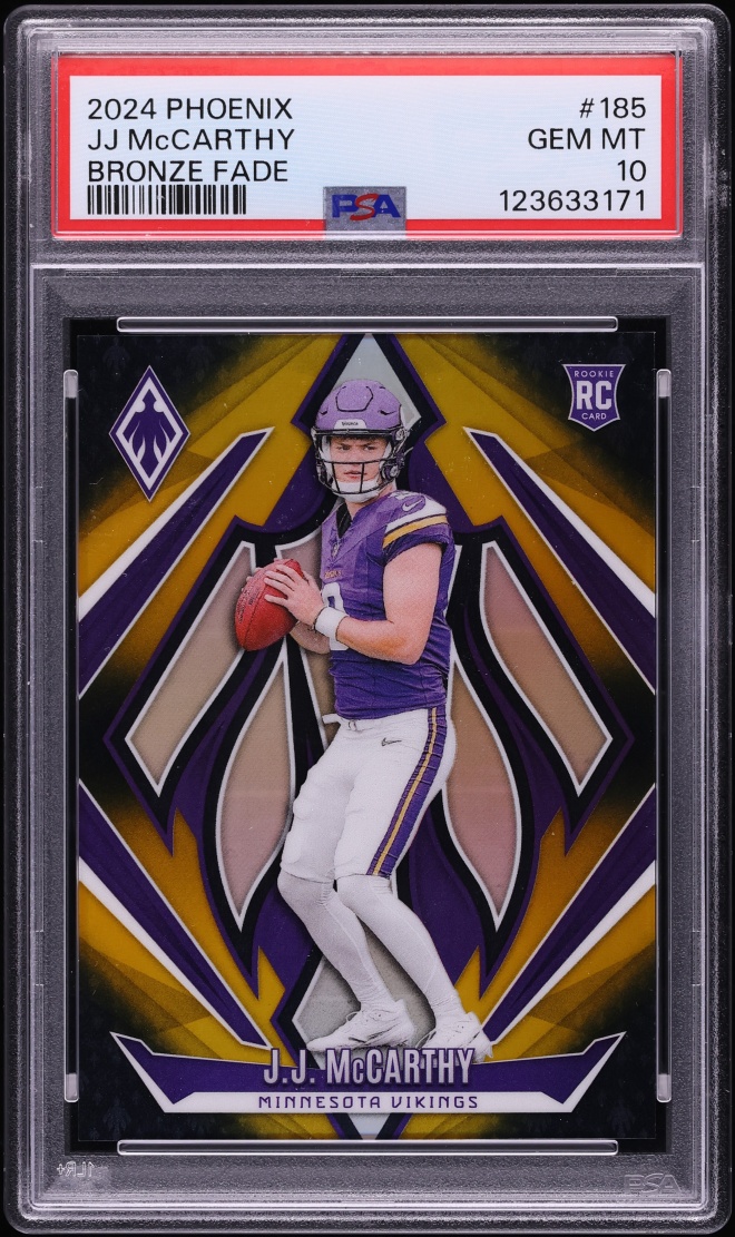 2024 Panini Phoenix Bronze Fade J.J. McCarthy ROOKIE /125 #185 PSA 10 GEM MINT