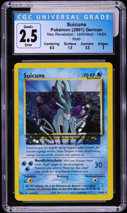 2001 Pokemon German Neo Revelation Holo Error Suicune #14 CGC 2.5 GD+ on  Fanatics Collect