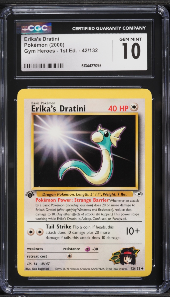 2000 Pokemon Gym Heroes 1st Edition Erika's Dratini #42 CGC 10 GEM MINT