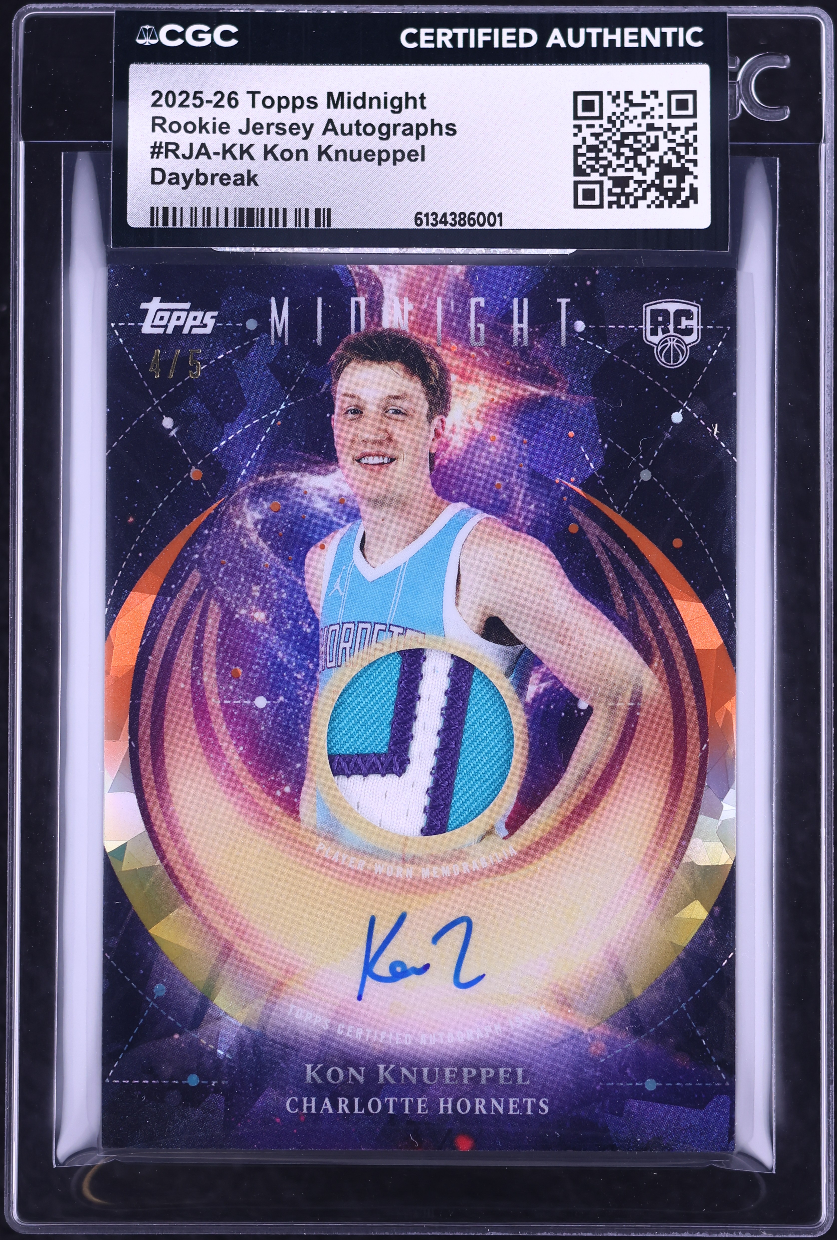 2025 Topps Midnight Daybreak Kon Knueppel ROOKIE PATCH AUTO ⁄5