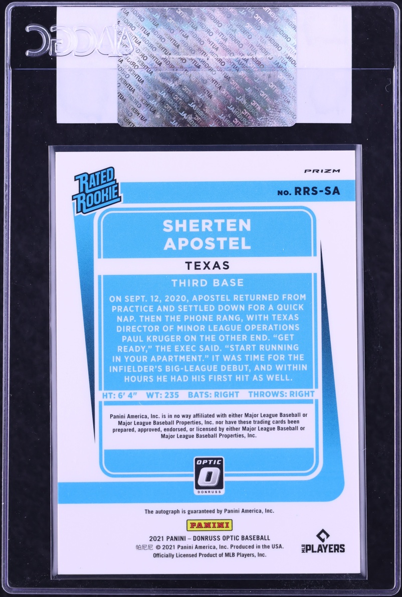 2021 Donruss Optic Signatures Holo Sherten Apostel ROOKIE AUTO #RRS-SA CGC AUTH