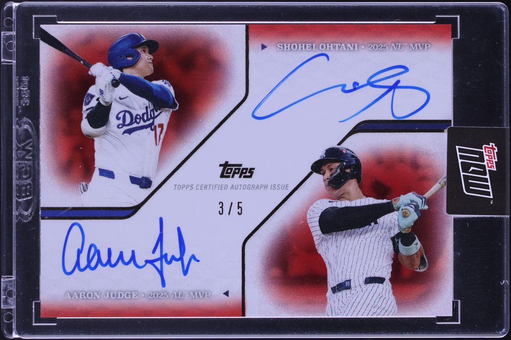 2025 Topps MLB MVP Collection Autographs Red Shohei Ohtani Aaron Judge AUTO /5 #50A