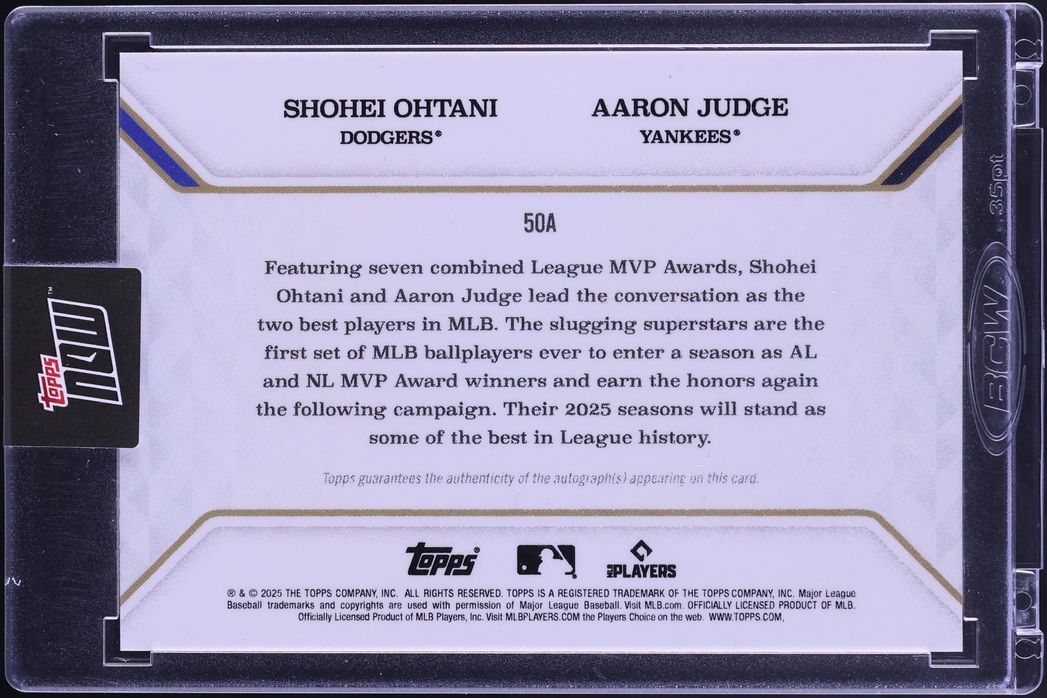 2025 Topps MLB MVP Collection Autographs Red Shohei Ohtani Aaron Judge AUTO /5 #50A