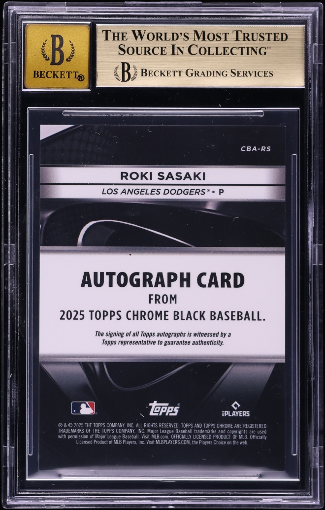 2025 Topps Chrome Black Gold Refractors Roki Sasaki ROOKIE AUTO /50 #CBARS BGS 9.5 GEM MINT