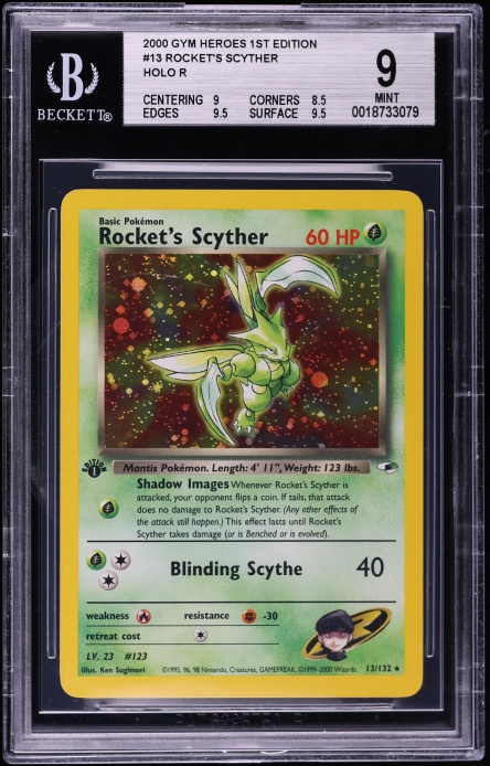 rare scyther card SV1/SV94 | Holo | Hidden Fates Shiny Vault RarityUncommon Hit Points70 HP Grass Helpful Slash (20) Attach a Basic G Energy card from your discard pile to 1 of your Benched Pokemon. Scyther 26/64 Jungle Set Non-Holo
