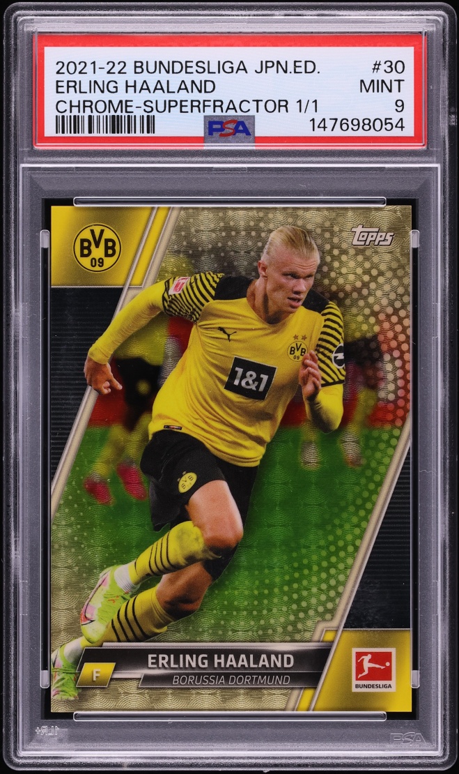 2021 Topps Bundesliga Japan Edition Chrome Superfractor Erling Haaland 1/1 #30 PSA 9 MINT