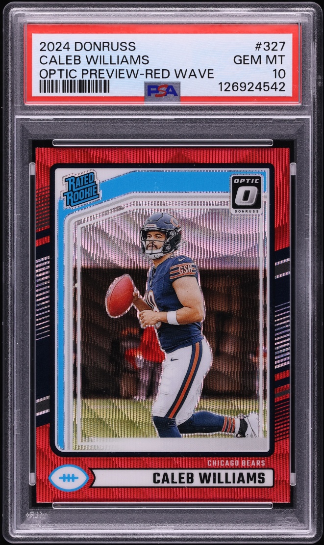 2024 Donruss Optic Preview Red Wave Caleb Williams ROOKIE #327 PSA 10 GEM MINT