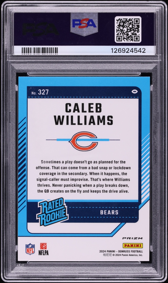 2024 Donruss Optic Preview Red Wave Caleb Williams ROOKIE #327 PSA 10 GEM MINT