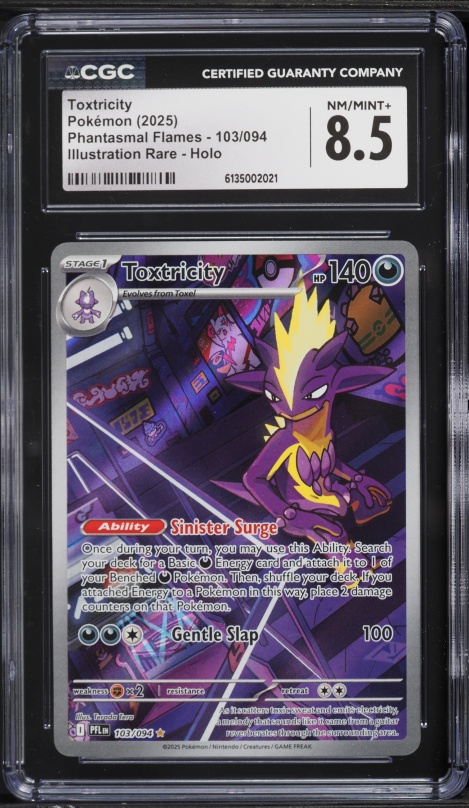 2025 Pokemon Mega Evolution Phantasmal Flames IR Toxtricity #103 CGC 8.5 NM-MT+