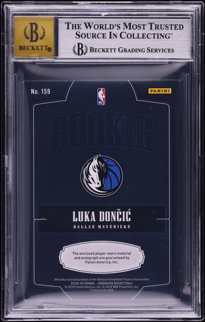 2018 Panini Dominion Red Luka Doncic ROOKIE PATCH AUTO /49 #159 BGS 8.5 NM-MT+