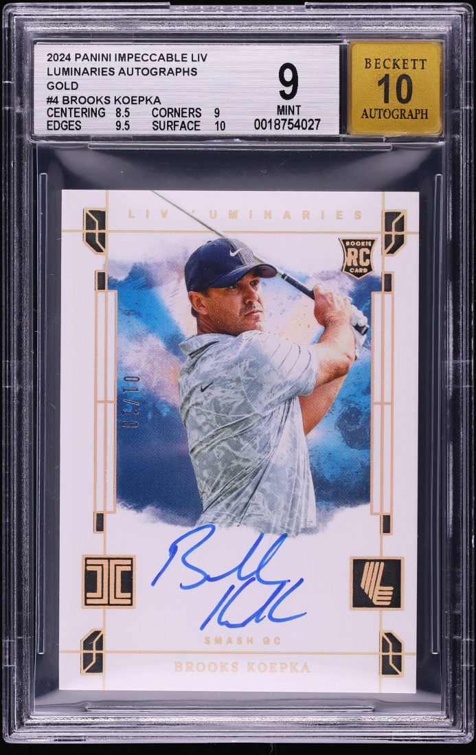 2024 Panini Impeccable Liv Luminaries Gold Brooks Koepka ROOKIE AUTO 1/10 #4 BGS 9 MINT